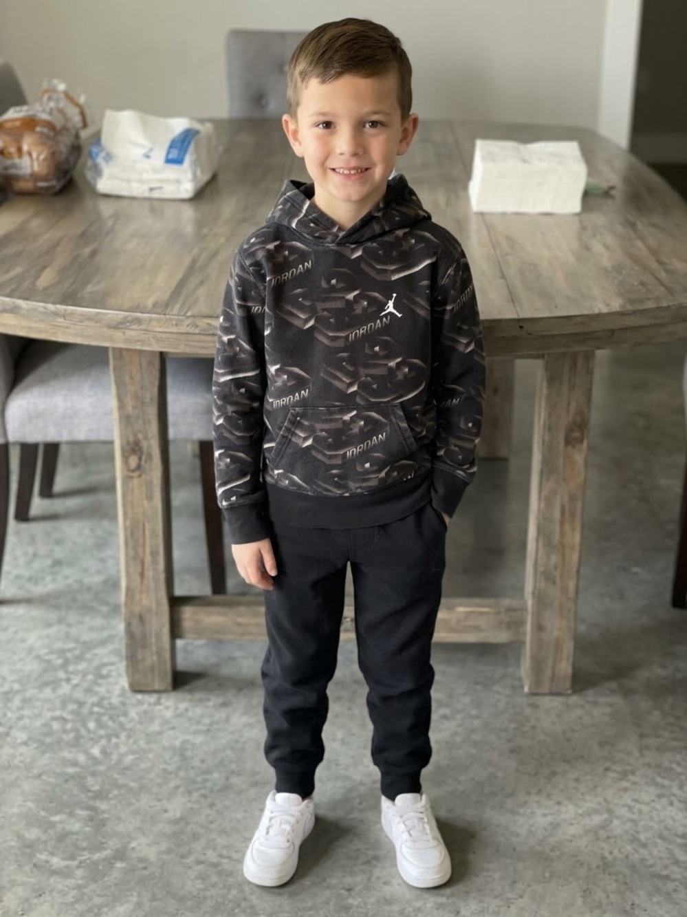 Jordan Boys' Black & White Kids Jogger Hoodie